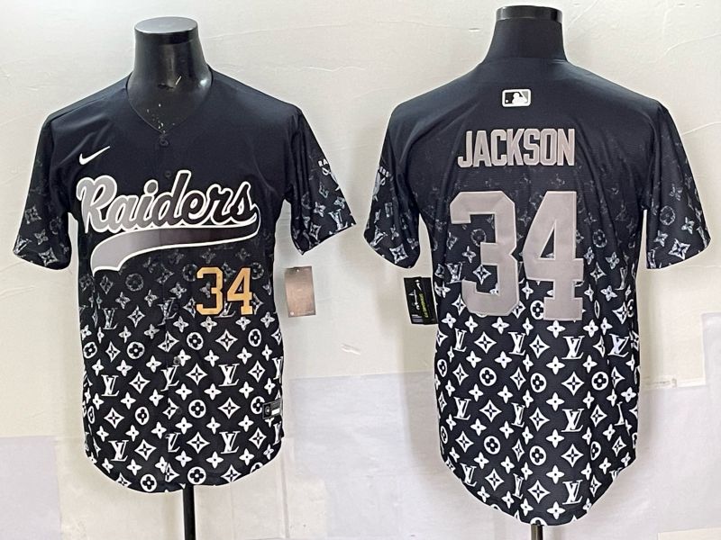 Men 2025 Oakland Raiders 34 Jackson black Nike Limited NFL Jersey style 034